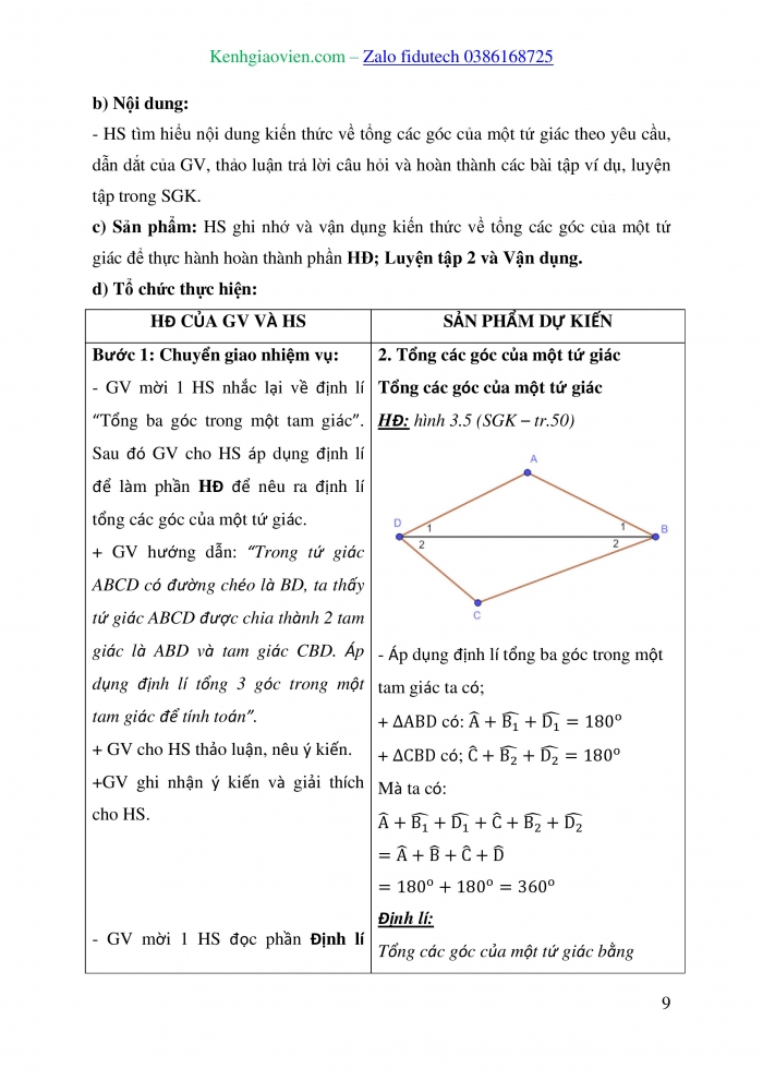 Giáo án và PPT Toán 8 kết nối Bài 10: Tứ giác