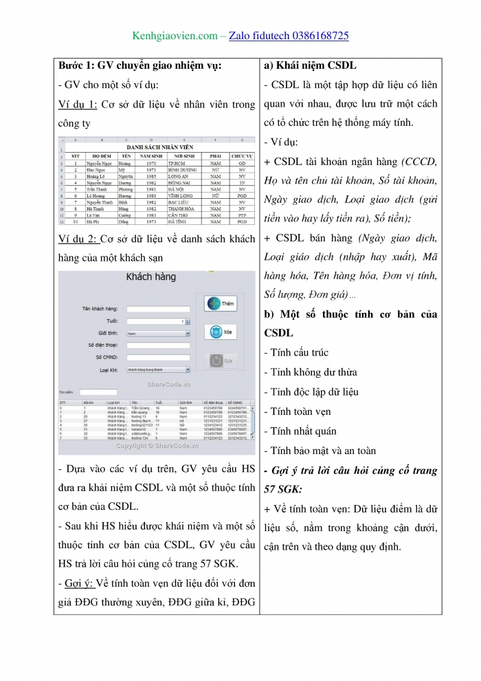 Giáo án và PPT Tin học ứng dụng 11 kết nối Bài 11: Cơ sở dữ liệu