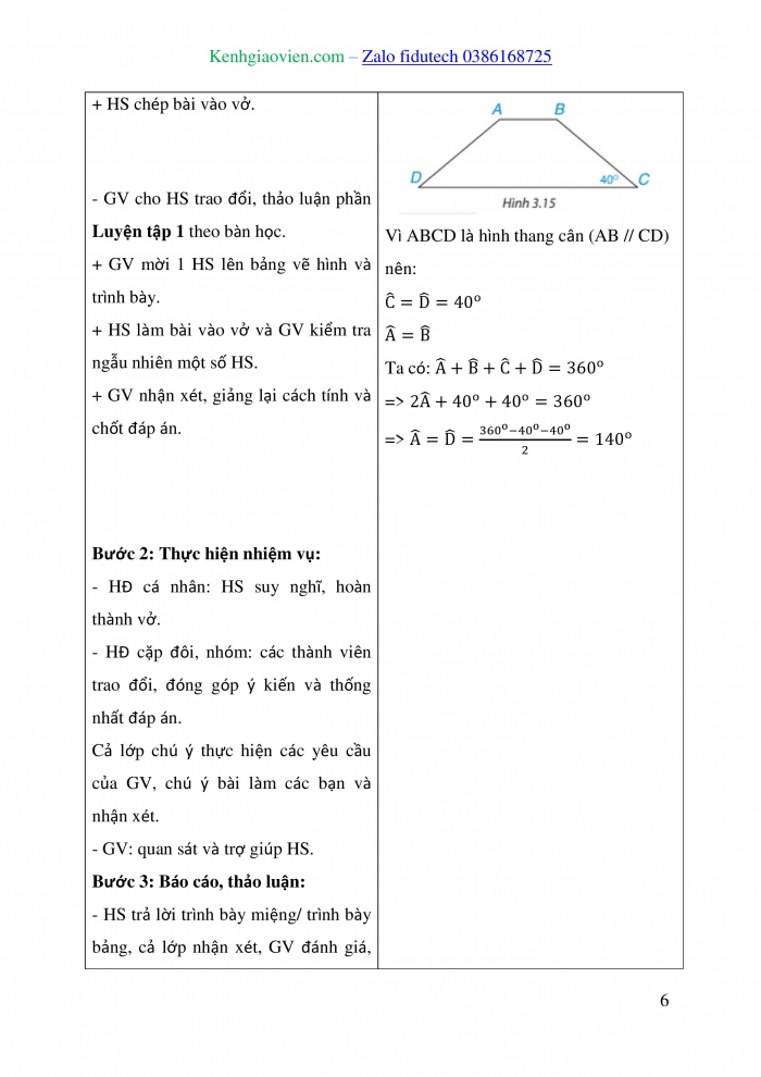 Giáo án và PPT Toán 8 kết nối Bài 11: Hình thang cân