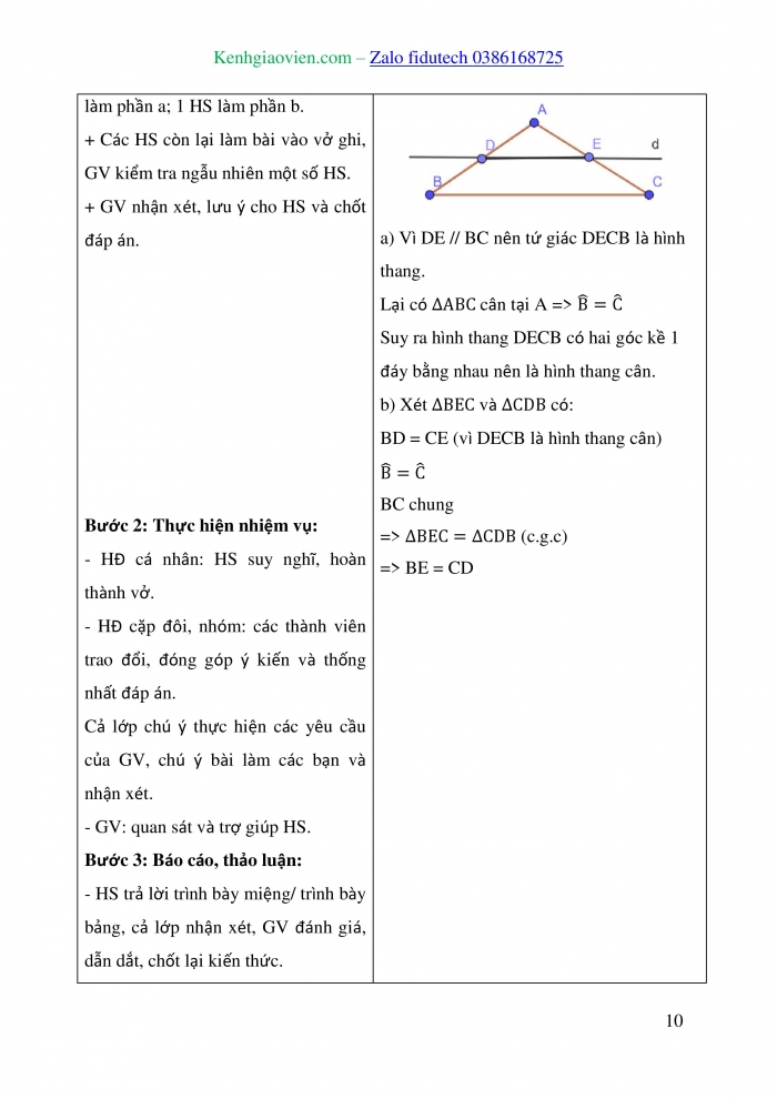 Giáo án và PPT Toán 8 kết nối Bài 11: Hình thang cân