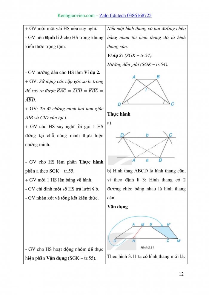 Giáo án và PPT Toán 8 kết nối Bài 11: Hình thang cân