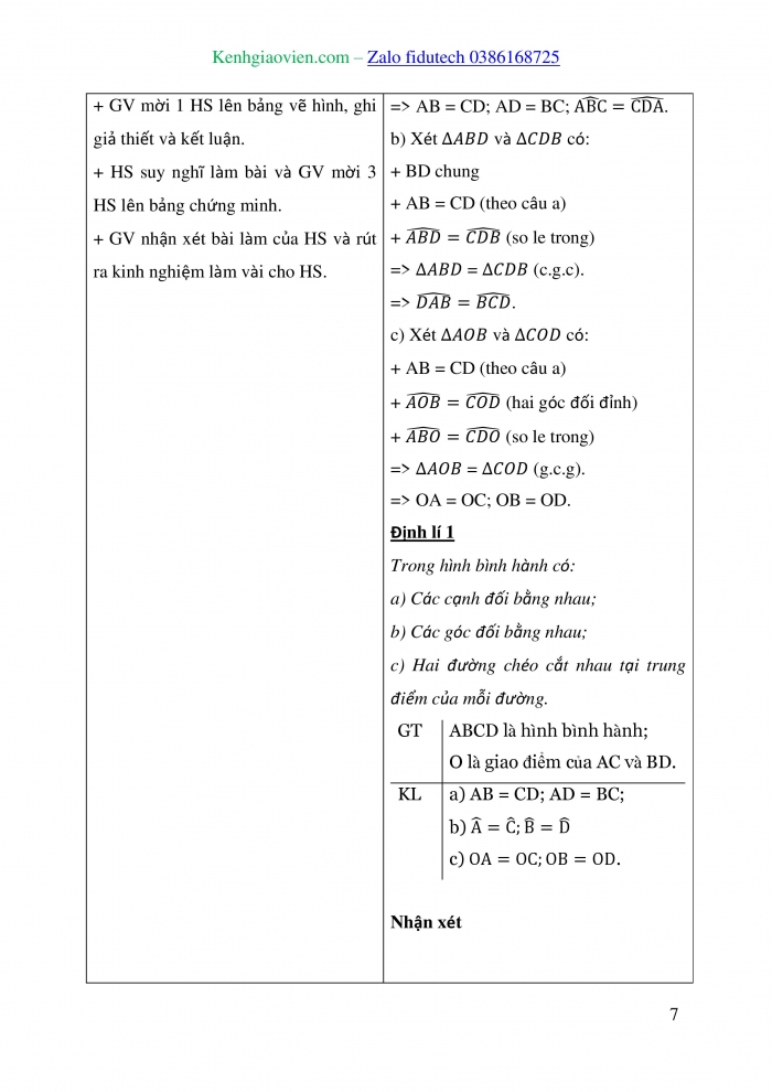 Giáo án và PPT Toán 8 kết nối Bài 12: Hình bình hành