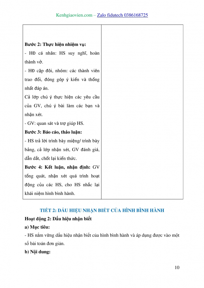 Giáo án và PPT Toán 8 kết nối Bài 12: Hình bình hành