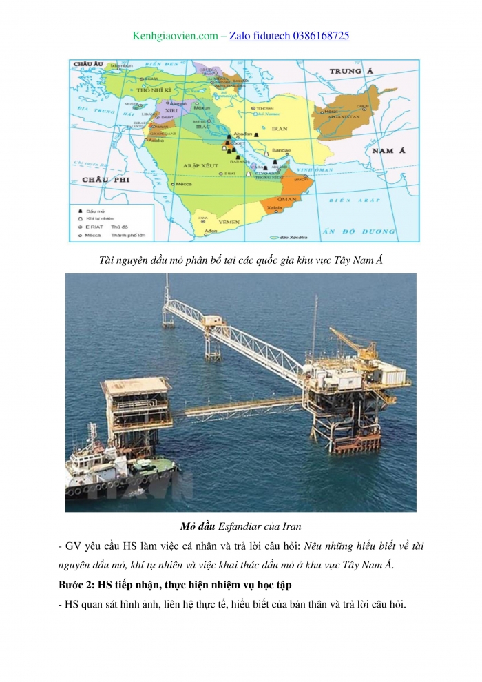 Giáo án và PPT Địa lí 11 kết nối Bài 17: Thực hành Viết báo cáo về vấn đề dầu khí của khu vực Tây Nam Á