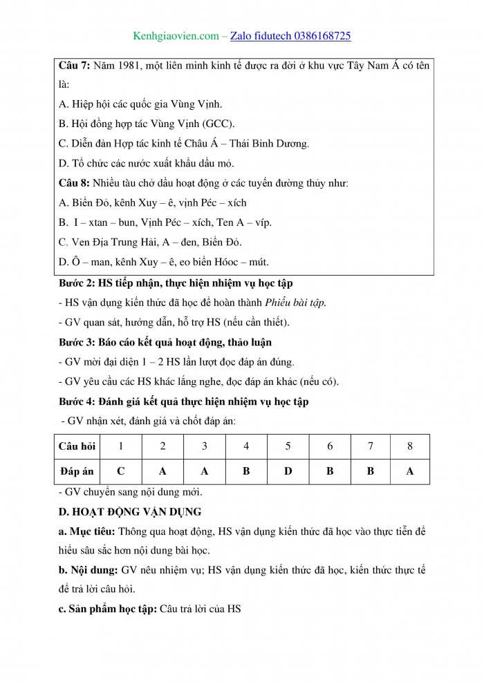 Giáo án và PPT Địa lí 11 kết nối Bài 17: Thực hành Viết báo cáo về vấn đề dầu khí của khu vực Tây Nam Á