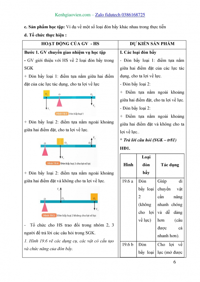 Giáo án và PPT KHTN 8 kết nối Bài 19: Đòn bẩy và ứng dụng