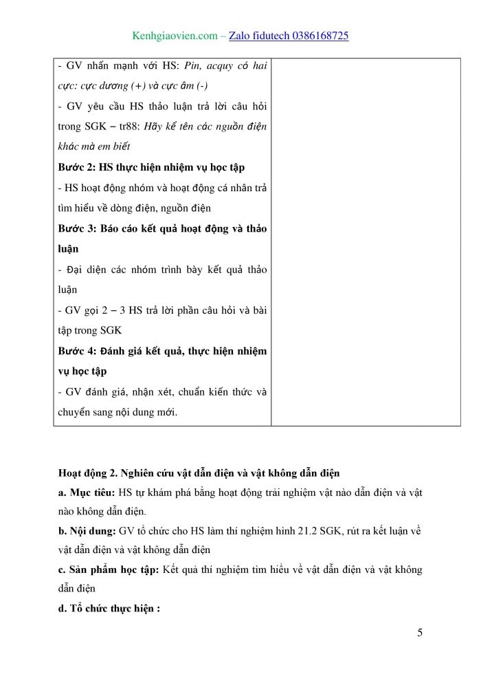 Giáo án và PPT KHTN 8 kết nối Bài 21: Dòng điện, nguồn điện