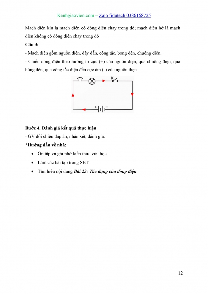 Giáo án và PPT KHTN 8 kết nối Bài 22: Mạch điện đơn giản