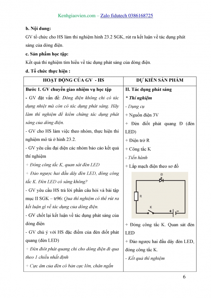 Giáo án và PPT KHTN 8 kết nối Bài 23: Tác dụng của dòng điện