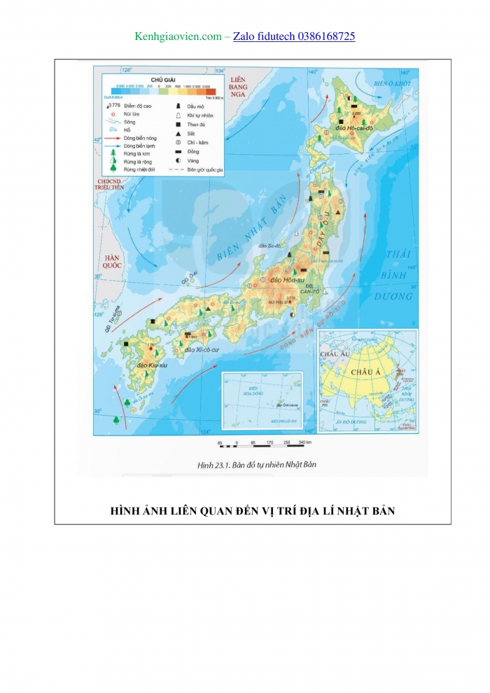 Giáo án và PPT Địa lí 11 kết nối Bài 23: Vị trí địa lí, điều kiện tự nhiên, dân cư và xã hội Nhật Bản