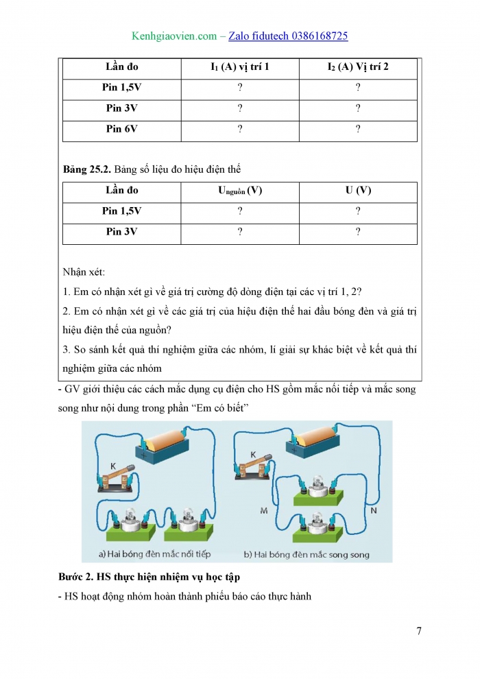 Giáo án và PPT KHTN 8 kết nối Bài 25: Thực hành đo cường độ dòng điện và hiệu điện thế