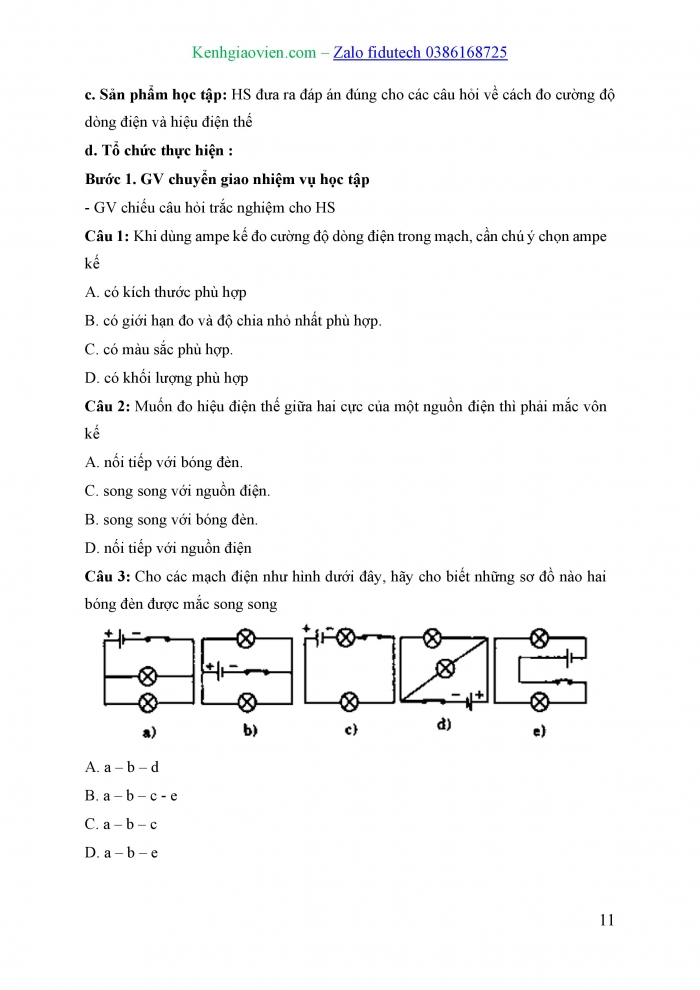 Giáo án và PPT KHTN 8 kết nối Bài 25: Thực hành đo cường độ dòng điện và hiệu điện thế