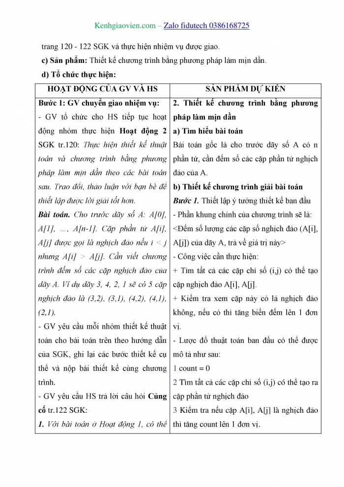 Giáo án và PPT Khoa học máy tính 11 kết nối Bài 26: Phương pháp làm mịn dần trong thiết kế chương trình