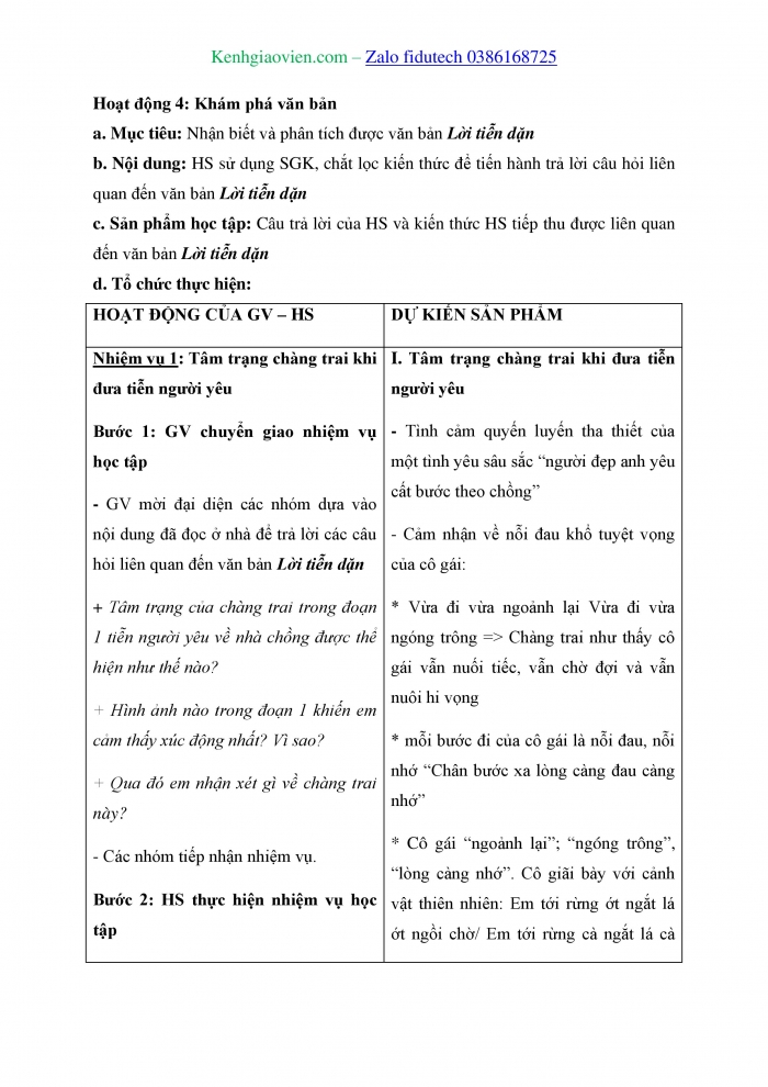 Giáo án và PPT Ngữ văn 11 kết nối Bài 4: Lời tiễn dặn (Trích Tiễn dặn người yêu – truyện thơ dân tộc Thái)