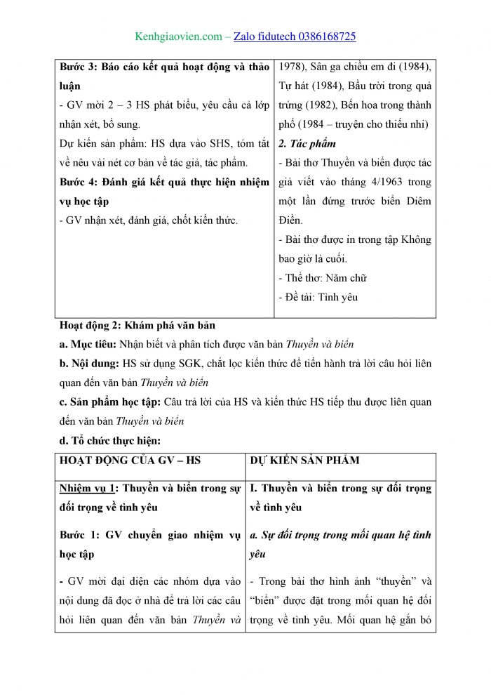 Giáo án và PPT Ngữ văn 11 kết nối Bài 4: Thuyền và biển (Xuân Quỳnh)