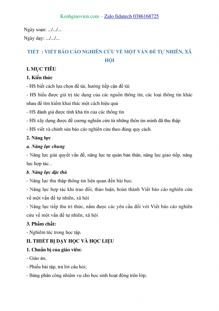 Giáo án và PPT Ngữ văn 11 kết nối Bài 5: Viết báo cáo nghiên cứu về một vấn đề tự nhiên, xã hội