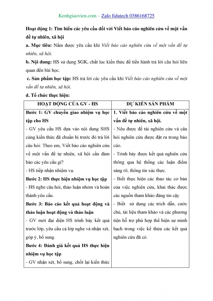 Giáo án và PPT Ngữ văn 11 kết nối Bài 5: Viết báo cáo nghiên cứu về một vấn đề tự nhiên, xã hội