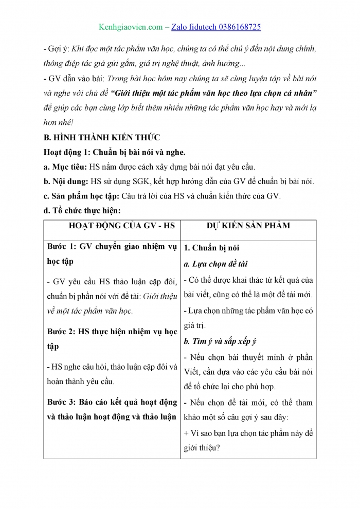 Giáo án và PPT Ngữ văn 11 kết nối Bài 6: Giới thiệu về một tác phẩm văn học