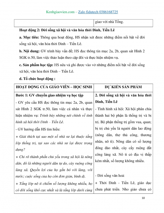 Giáo án và PPT Lịch sử 7 kết nối Bài 10: Đại Cồ Việt thời Đinh và Tiền Lê (968 – 1009)