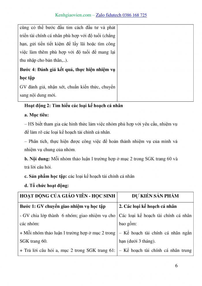 Giáo án và PPT Kinh tế pháp luật 10 cánh diều Bài 10: Lập kế hoạch tài chính cá nhân