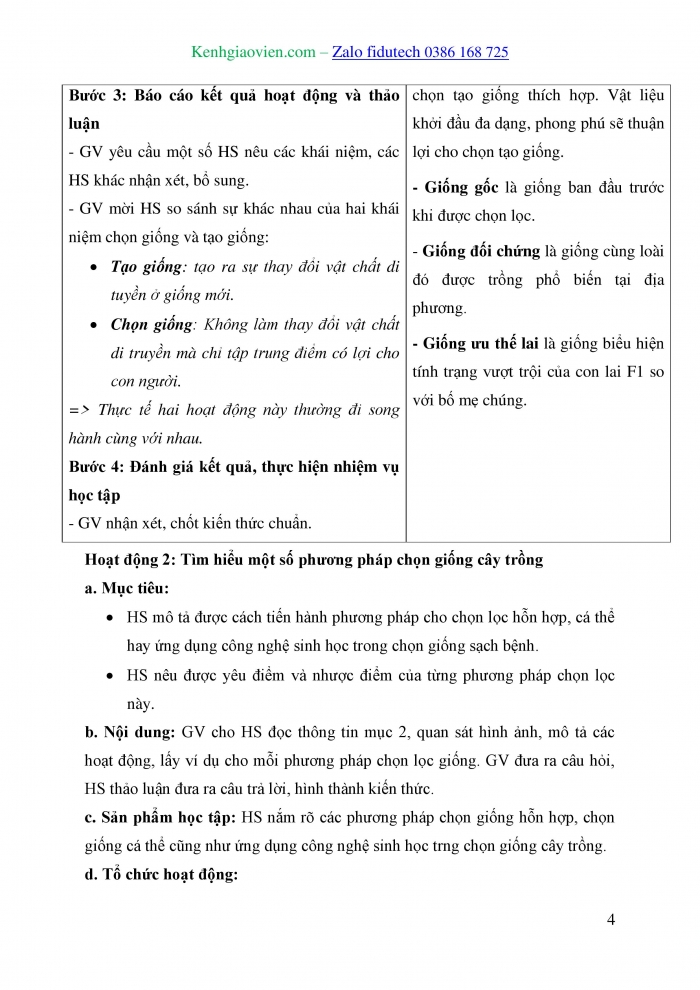 Giáo án và PPT Công nghệ trồng trọt 10 cánh diều Bài 10: Phương pháp chọn, tạo giống cây trồng