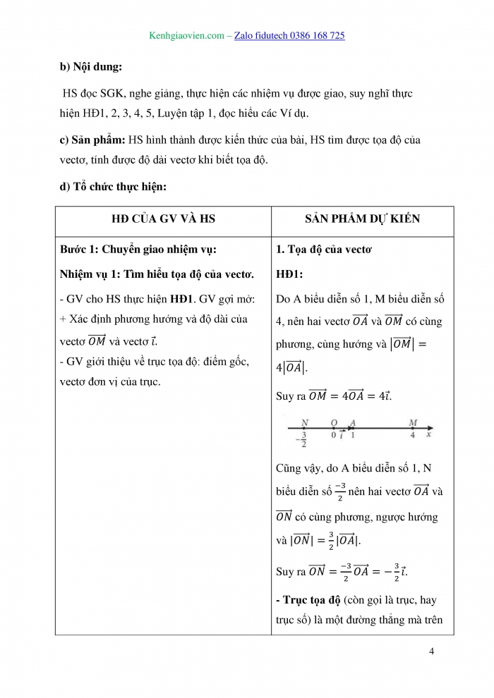 Giáo án và PPT Toán 10 kết nối Bài 10: Vectơ trong mặt phẳng toạ độ