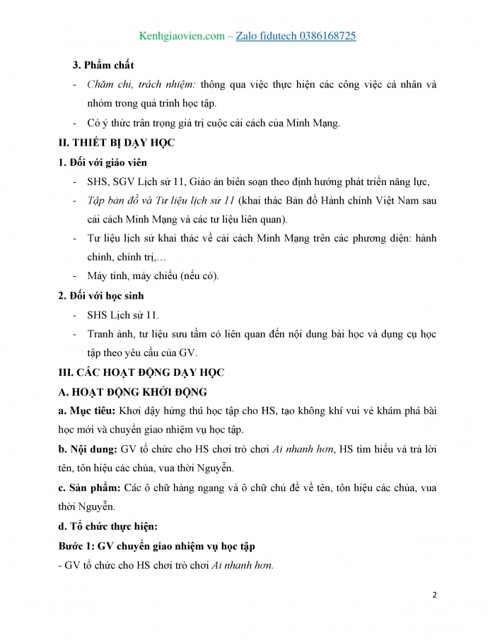 Giáo án và PPT Lịch sử 11 kết nối Bài 11: Cuộc cải cách của Minh Mạng (nửa đầu thế kỉ XIX)