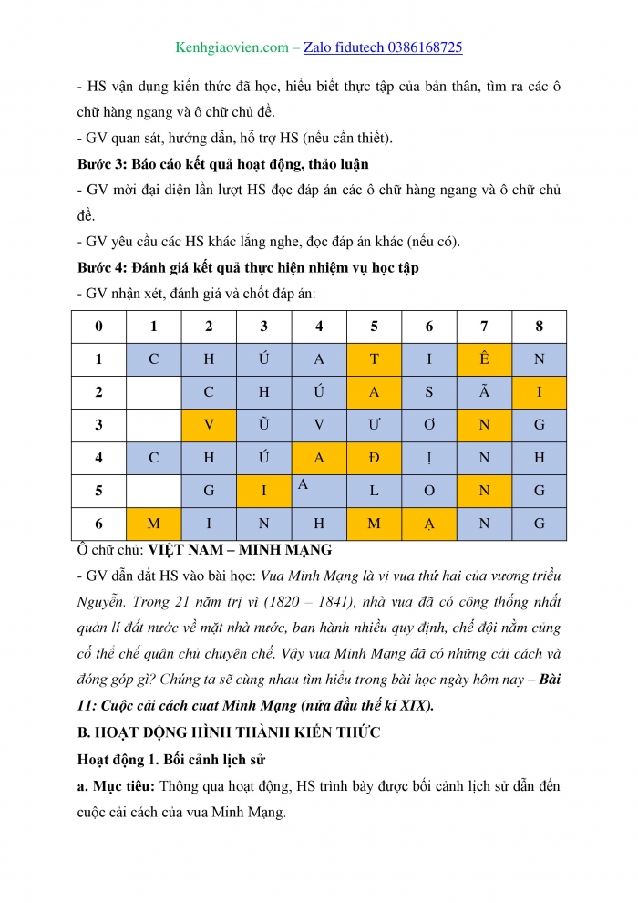 Giáo án và PPT Lịch sử 11 chân trời Bài 11: Cuộc cải cách của Minh Mạng (nửa đầu thế kỉ XIX)