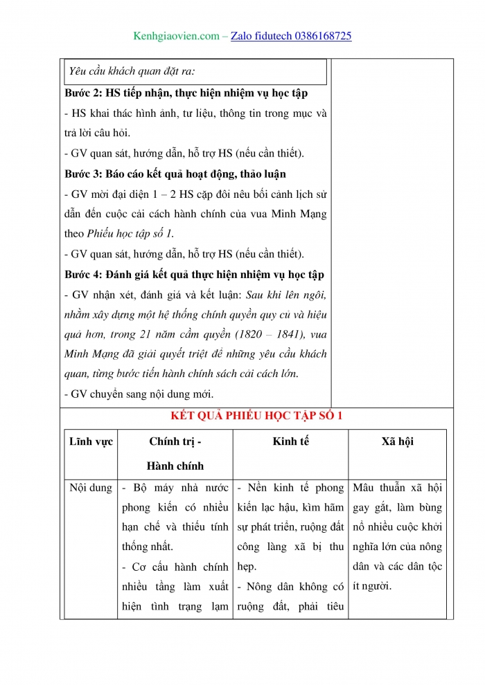 Giáo án và PPT Lịch sử 11 chân trời Bài 11: Cuộc cải cách của Minh Mạng (nửa đầu thế kỉ XIX)