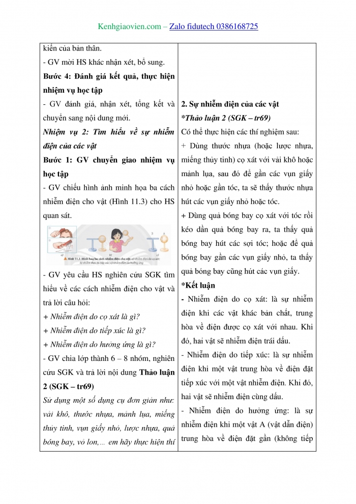 Giáo án và PPT Vật lí 11 chân trời Bài 11: Định luật Coulomb về tương tác tĩnh điện