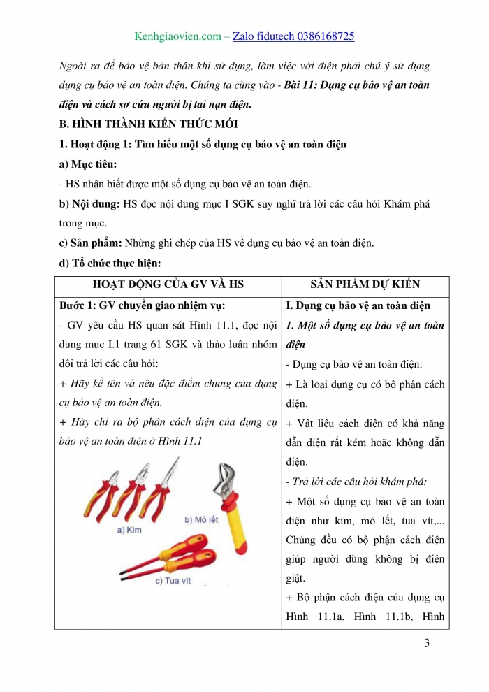 Giáo án và PPT Công nghệ 8 cánh diều Bài 11: Dụng cụ bảo vệ an toàn điện và cách sơ cứu người bị tai nạn điện