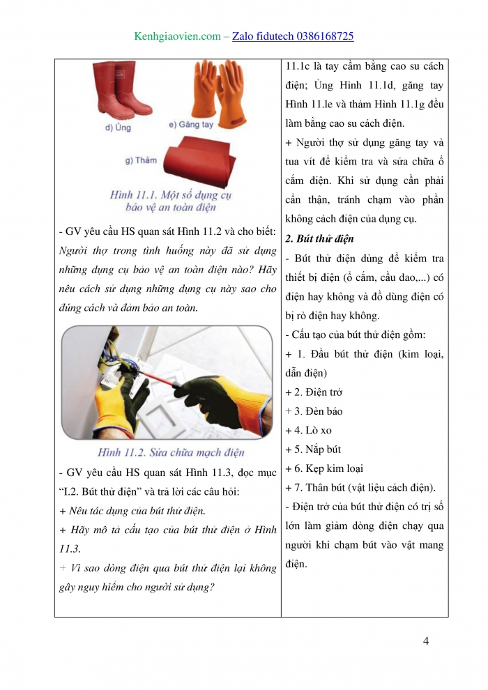 Giáo án và PPT Công nghệ 8 cánh diều Bài 11: Dụng cụ bảo vệ an toàn điện và cách sơ cứu người bị tai nạn điện