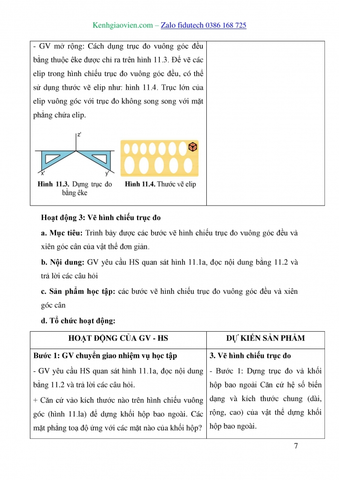 Giáo án và PPT Thiết kế và Công nghệ 10 cánh diều Bài 11: Hình chiếu trục đo