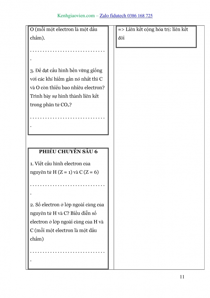 Giáo án và PPT Hoá học 10 cánh diều Bài 11: Liên kết cộng hoá trị