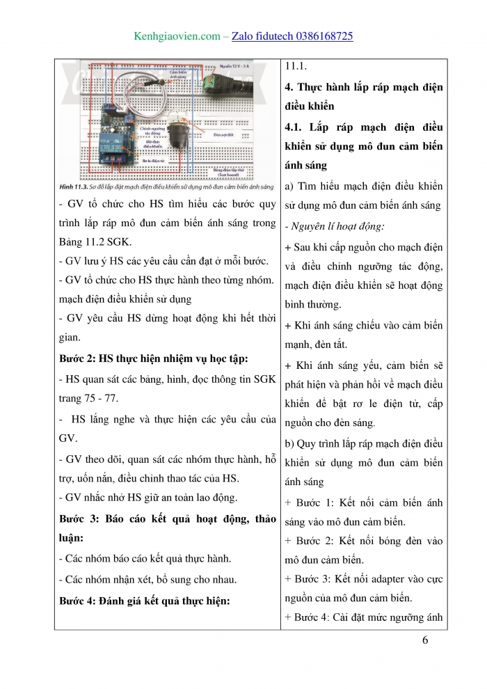 Giáo án và PPT Công nghệ 8 chân trời Bài 11: Thực hành lắp mạch điện điều khiển đơn giản