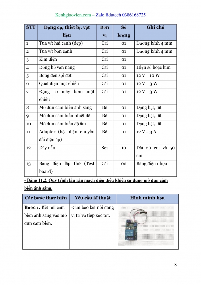 Giáo án và PPT Công nghệ 8 chân trời Bài 11: Thực hành lắp mạch điện điều khiển đơn giản