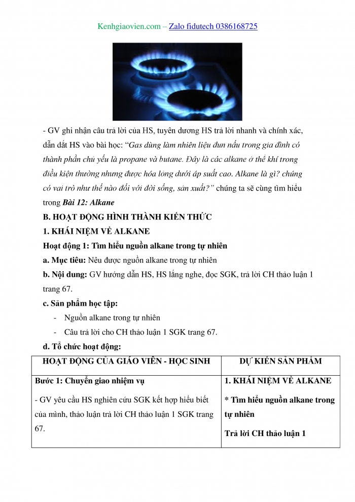 Giáo án và PPT Hoá học 11 chân trời Bài 12: Alkane