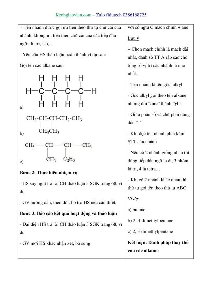 Giáo án và PPT Hoá học 11 chân trời Bài 12: Alkane