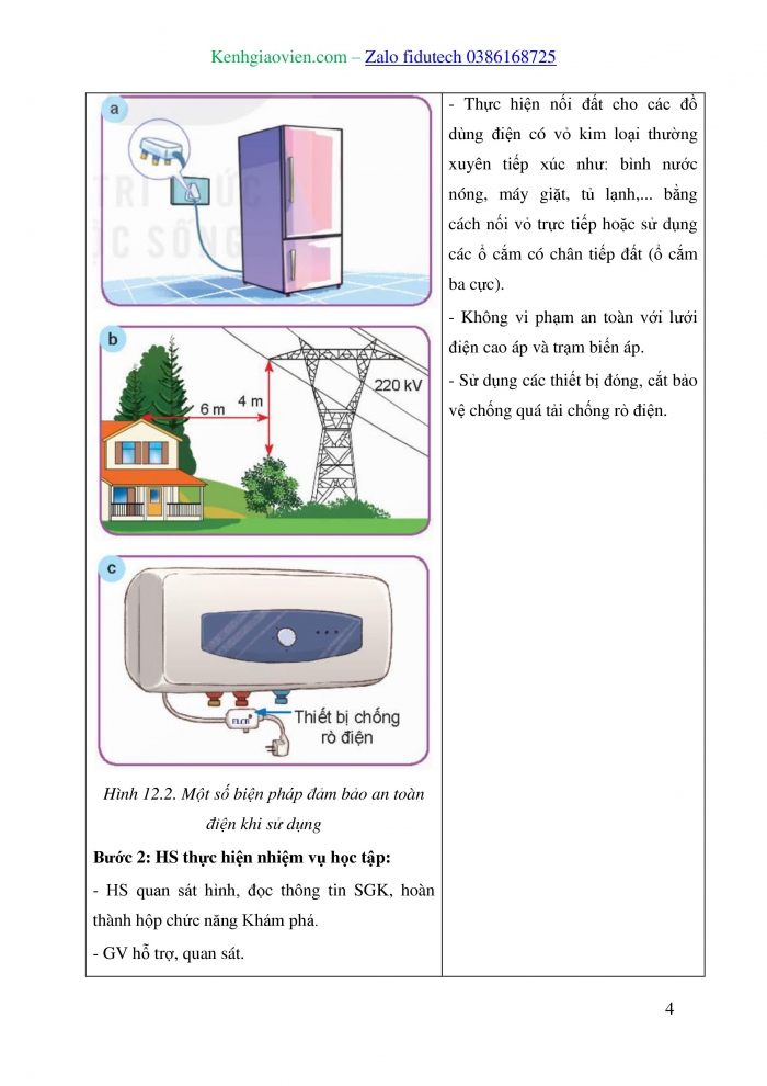 Giáo án và PPT Công nghệ 8 kết nối Bài 12: Biện pháp an toàn điện