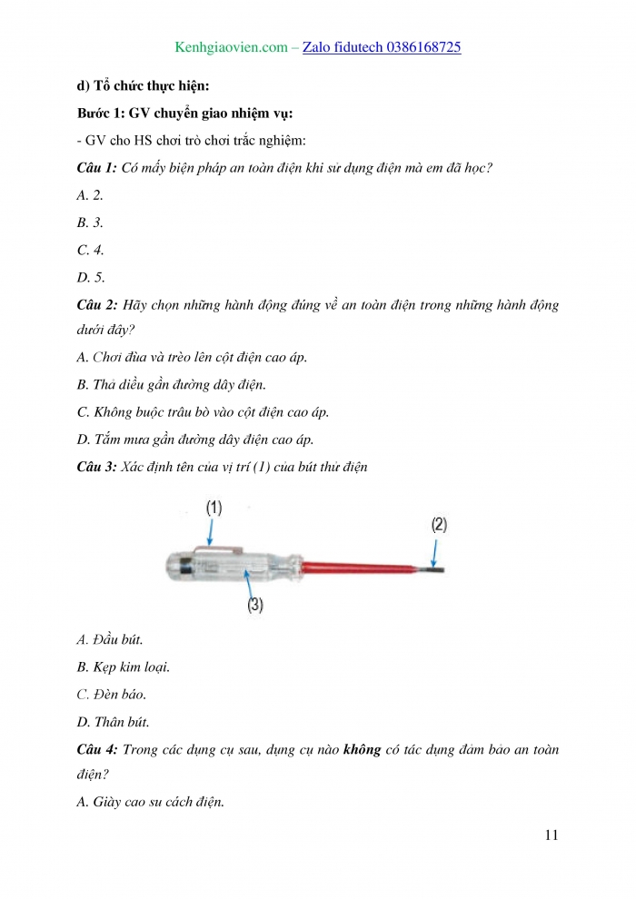 Giáo án và PPT Công nghệ 8 kết nối Bài 12: Biện pháp an toàn điện