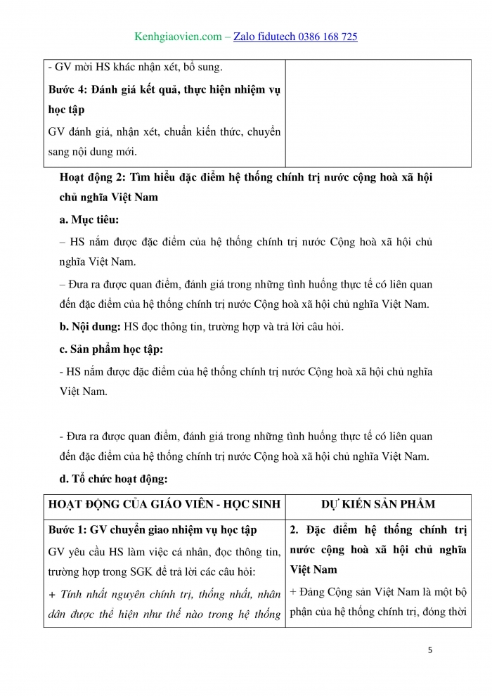 Giáo án và PPT Kinh tế pháp luật 10 chân trời Bài 12: Đặc điểm, cấu trúc và nguyên tắc hoạt động của hệ thống chính trị nước Cộng hoà xã hội chủ nghĩa Việt Nam