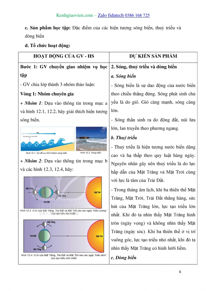 Giáo án và PPT Địa lí 10 kết nối Bài 12: Nước biển và đại dương