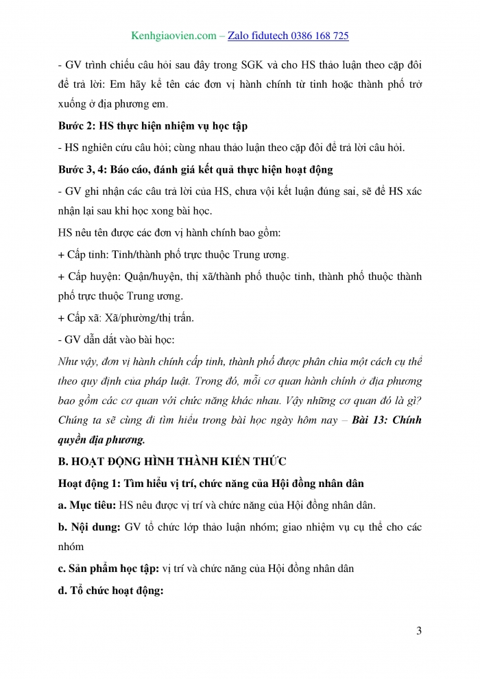 Giáo án và PPT Kinh tế pháp luật 10 cánh diều Bài 13: Chính quyền địa phương