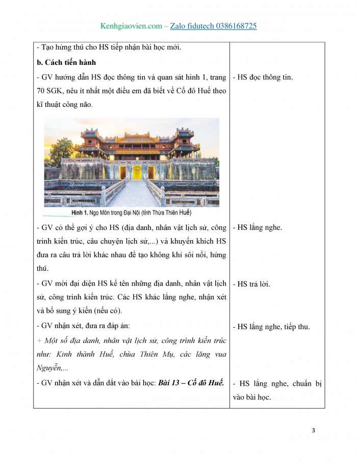 Giáo án và PPT Lịch sử và Địa lí 4 cánh diều Bài 13: Cố đô Huế