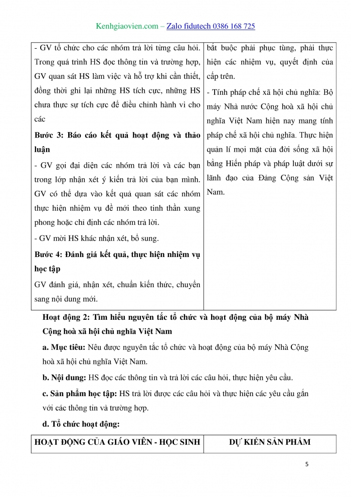 Giáo án và PPT Kinh tế pháp luật 10 chân trời Bài 13: Đặc điểm, nguyên tắc tổ chức và hoạt động của bộ máy Nhà nước Cộng hoà xã hội chủ nghĩa Việt Nam