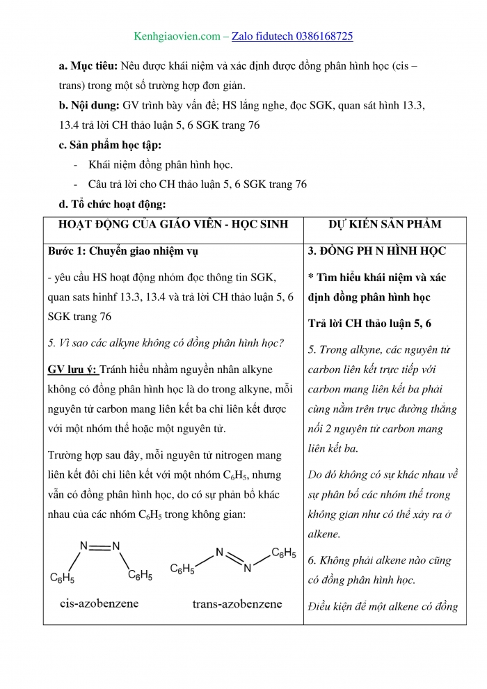 Giáo án và PPT Hoá học 11 chân trời Bài 13: Hydrocarbon không no