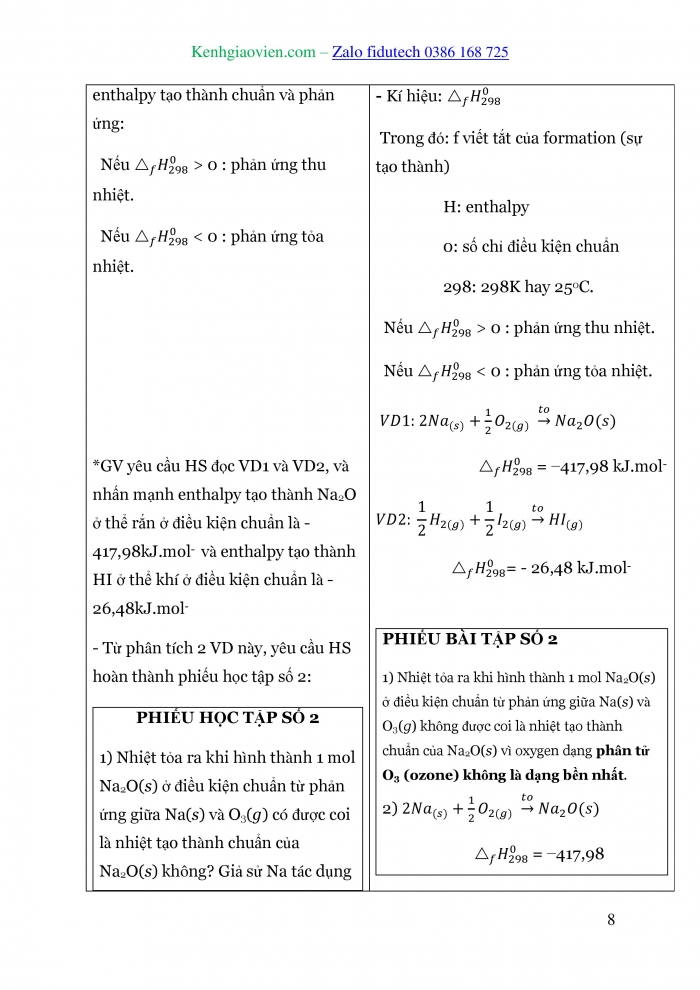 Giáo án và PPT Hoá học 10 cánh diều Bài 14: Phản ứng hoá học và enthalpy