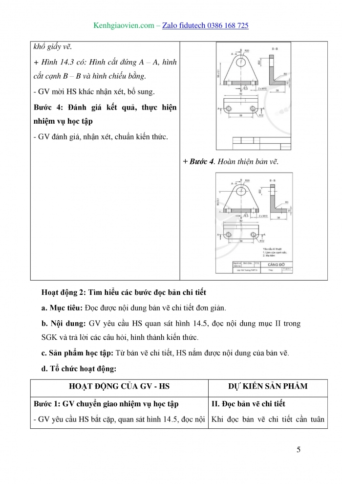 Giáo án và PPT Thiết kế và Công nghệ 10 cánh diều Bài 14: Bản vẽ chi tiết