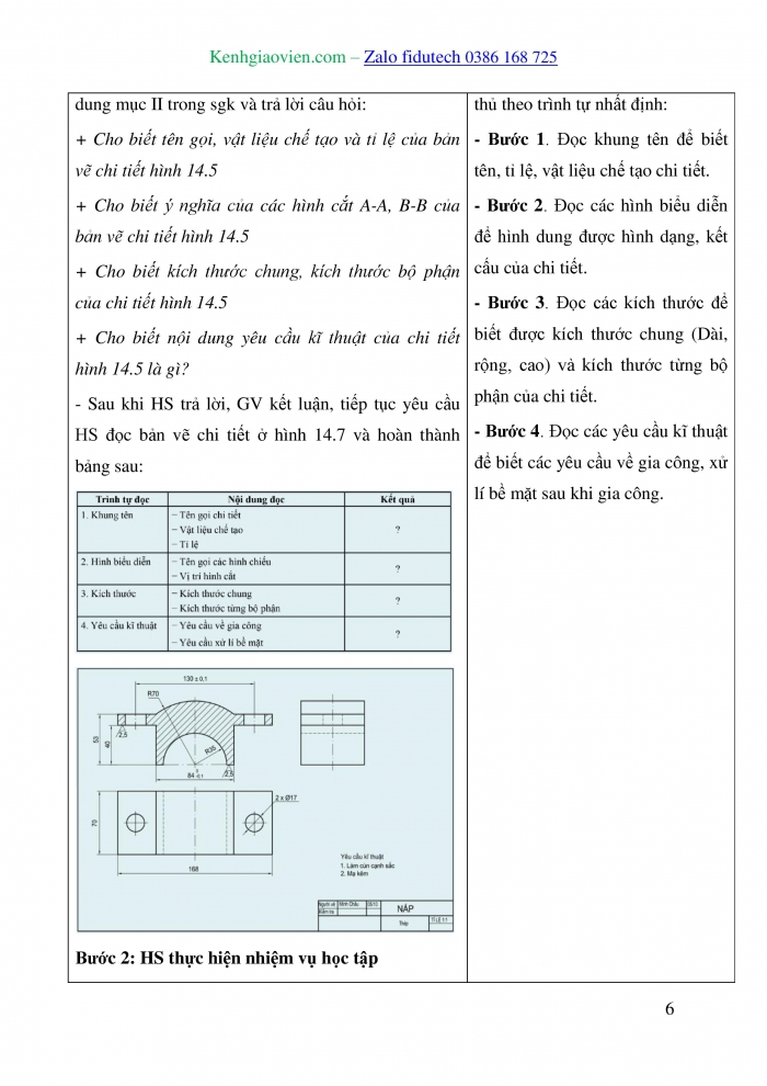 Giáo án và PPT Thiết kế và Công nghệ 10 cánh diều Bài 14: Bản vẽ chi tiết