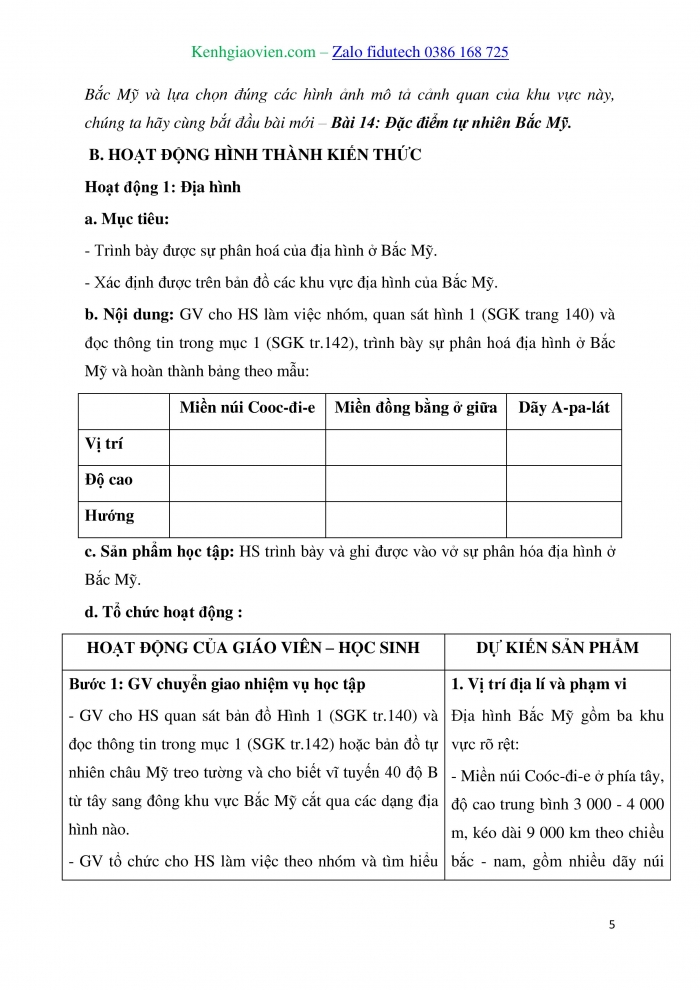 Giáo án và PPT Địa lí 7 kết nối Bài 14: Đặc điểm tự nhiên Bắc Mỹ